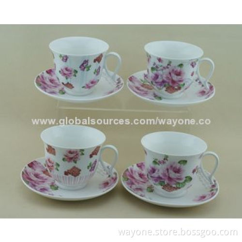 6-set 90cc Coffee Cup Saucer in Printed Gift Box, Lavender design, Ideal for Gifts and Promotional